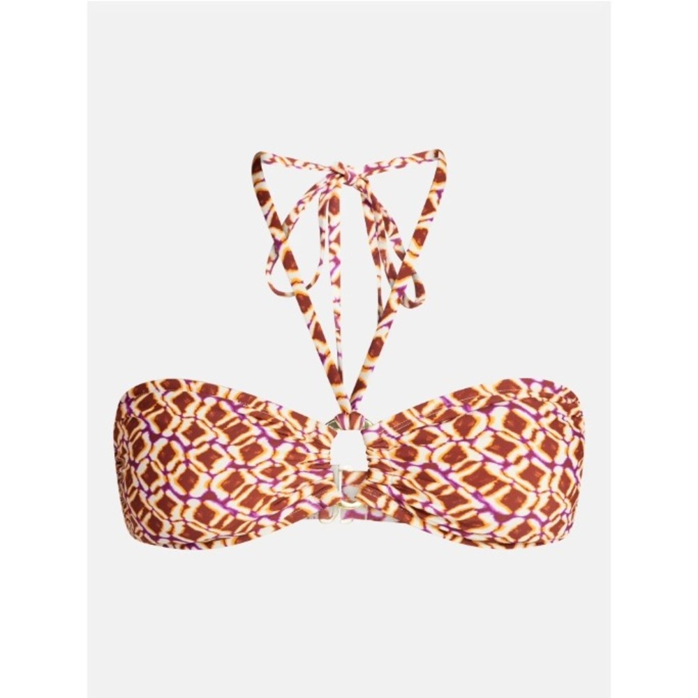 Time and Tru Bikini Top Women 2X Orange Purple O Ring Bandeau Halter